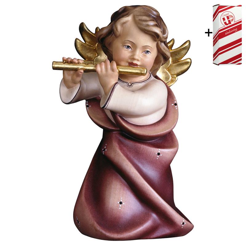 angelo cuore con flauto + box regalo. 23 cm.scolpi