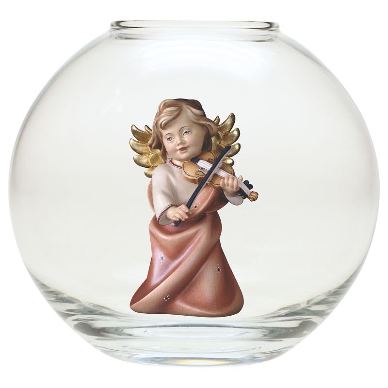 angelo cuore con violino sfera vetro. 9(ø13)cm.s