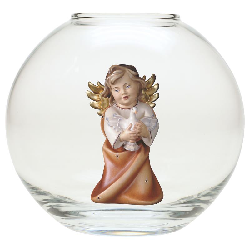 angelo cuore con colomba sfera vetro. 9(ø13)cm.s