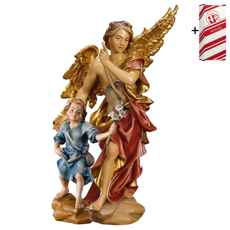 angelo custode con bambino + box regalo. 23 cm.sco