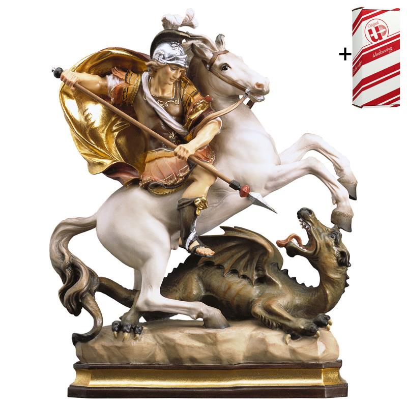 s. giorgio a cavallo con drago + box regalo. 18 cm