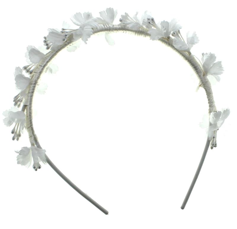 Cerchietto con fiori e perle bianco Comunione | vendita online Semprini  Arredi Sacri