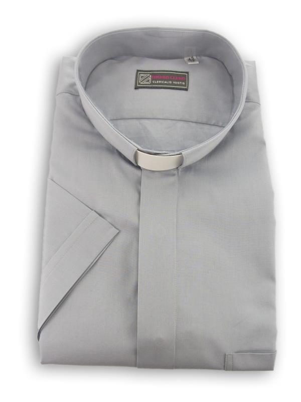 Camicia clergy cotone manica corta grigio perla Camicie | Semprini Arredi  Sacri