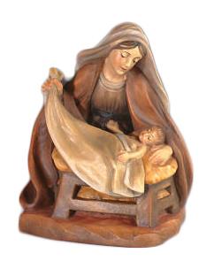 Madonna con bambino cm 15 terra santa Presepe in legno scolpito Val Gardena