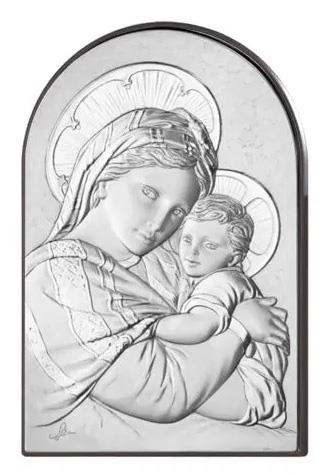 madonna con bambino ad arco 6x9 placca argento