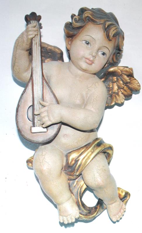 angeli musicanti in resina cm 16 angelo con mandolino