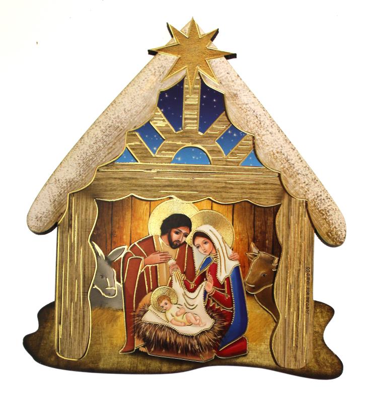 Capanna nativita su tavoletta 12x11 cm Articoli regalo per Natale