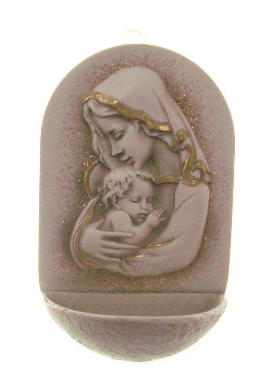 acquasantiera decorativa cm 14 madonna con bambino