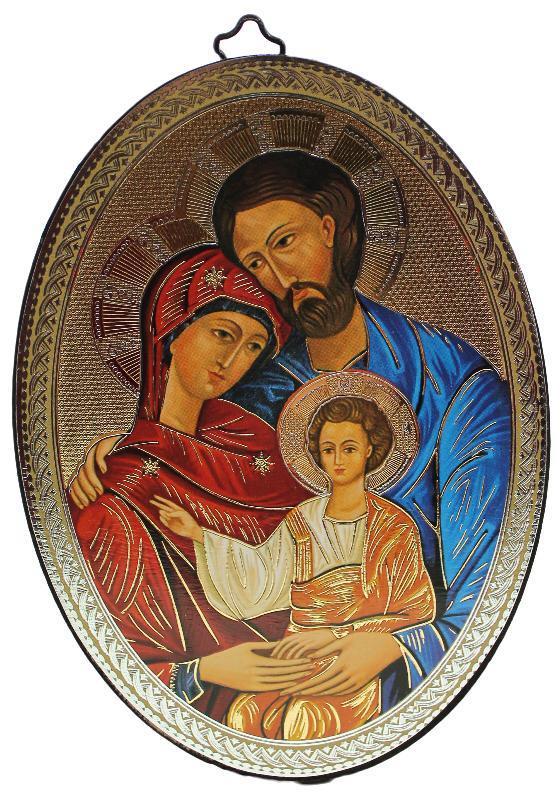 quadretto ovale 15x20 cm icona sacra famiglia