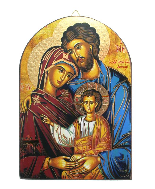 quadretto stondato cm 10x15 icona sacra famiglia