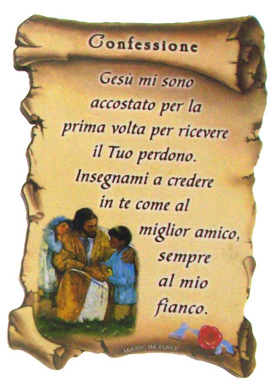 Tavoletta 7x10 cm ricordo sacramenti prima confessione Bomboniere