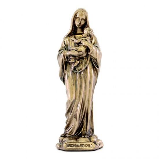 statua madonna con bambino bronzata altezza cm 9
