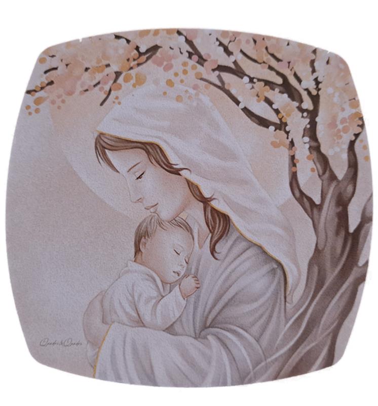 quadro madonna con bambino decorato cm 24x24