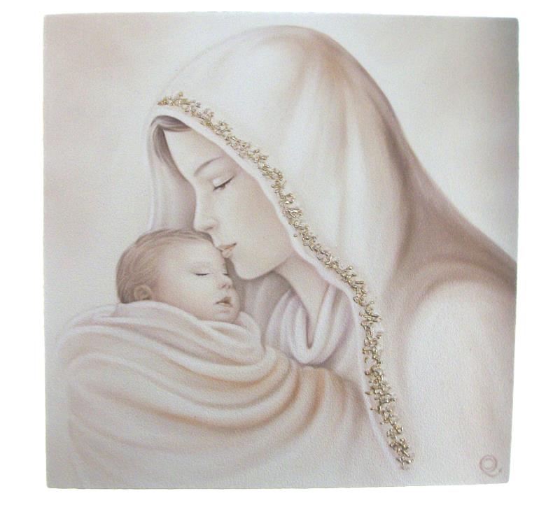 Quadro madonna con bambino cm 24x24 | vendita online Semprini Arredi Sacri