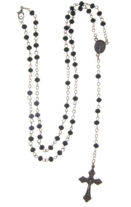 Collana rosario con grano cristallo nero Rosari | vendita online Semprini  Arredi Sacri