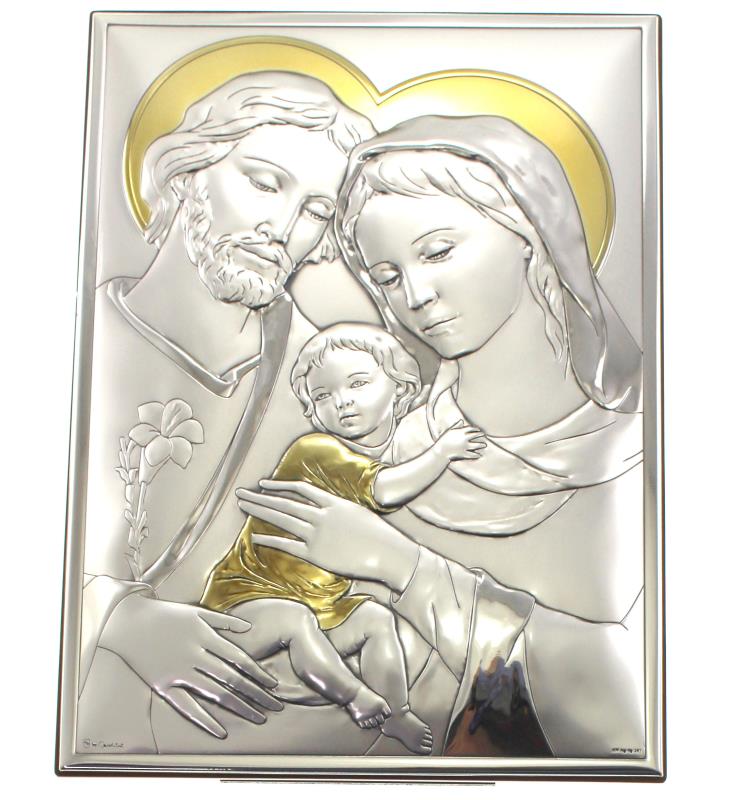 Quadro sacra famiglia argento 19x26 cm bicolore oro | Semprini Arredi Sacri