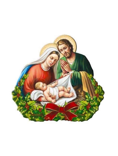 Sacra famiglia con ghirlanda cm 11x10 Articoli regalo per Natale