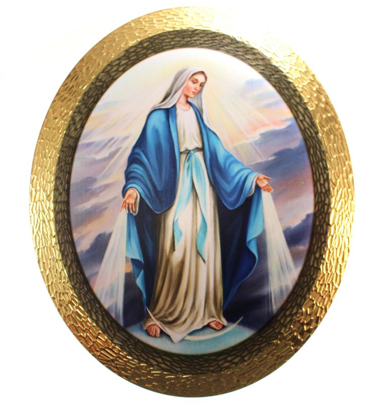 quadretto ovale con immagine religiosa cm 19x24 madonna miracolosa