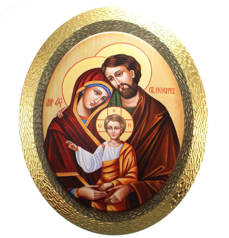 quadretto ovale con immagine religiosa cm 19x24 sacra famiglia