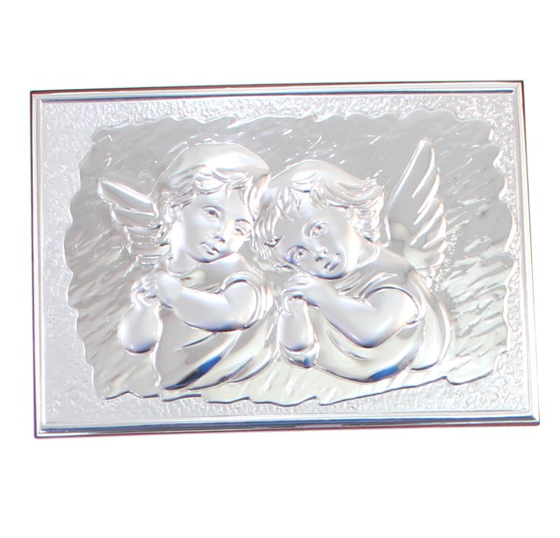 quadro angelo custode legno argento cm 15x20