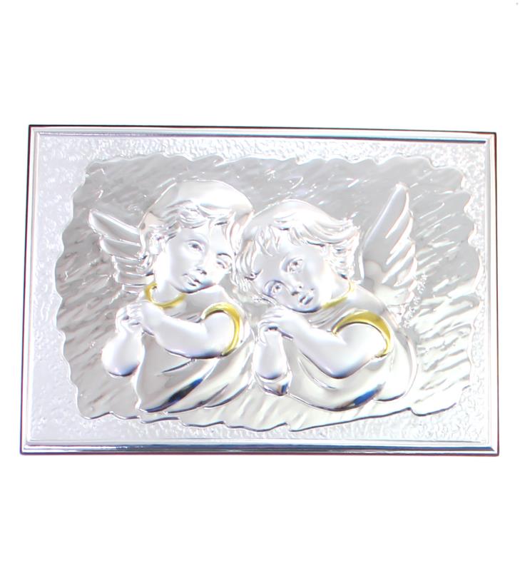 Quadro angelo custode legno argento cm 15x20 | vendita online Semprini  Arredi Sacri
