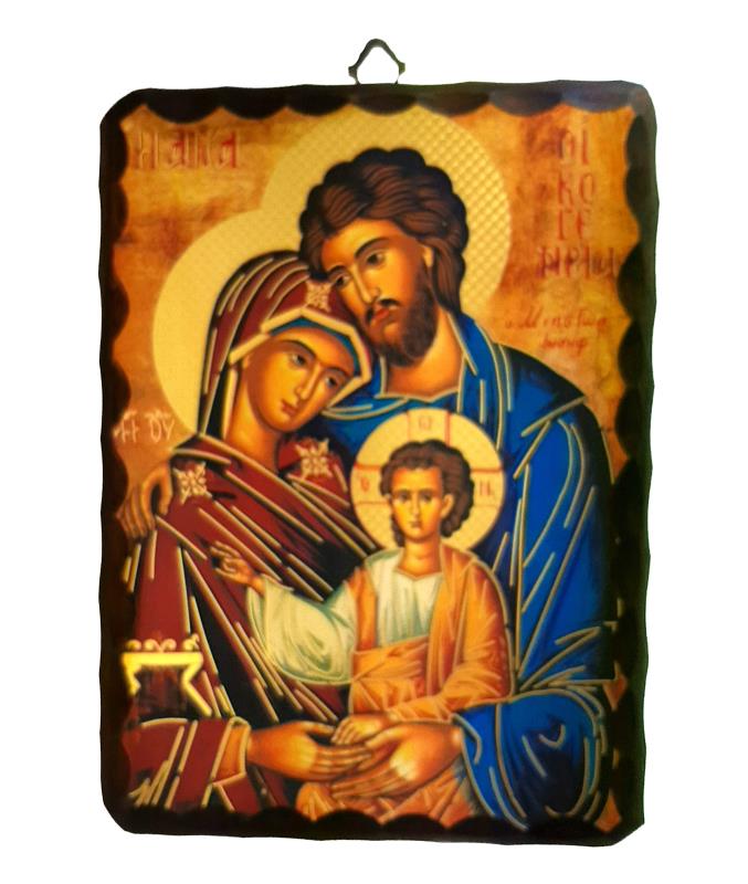 icona sacra famiglia su tavola cm 20x30