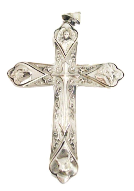 croce pettorale in argento 11x7,5 cm