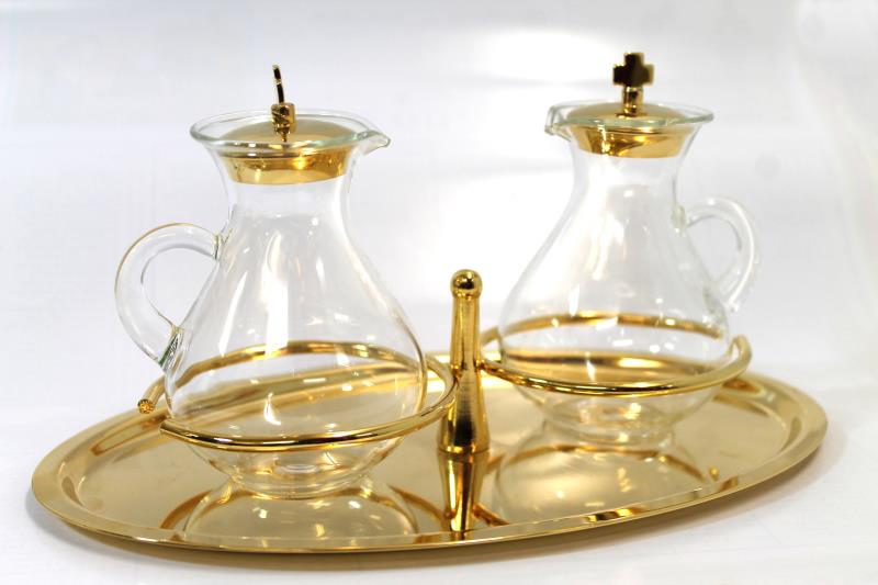 Ampolle vetro base dorata Ampolline | vendita online Semprini Arredi Sacri