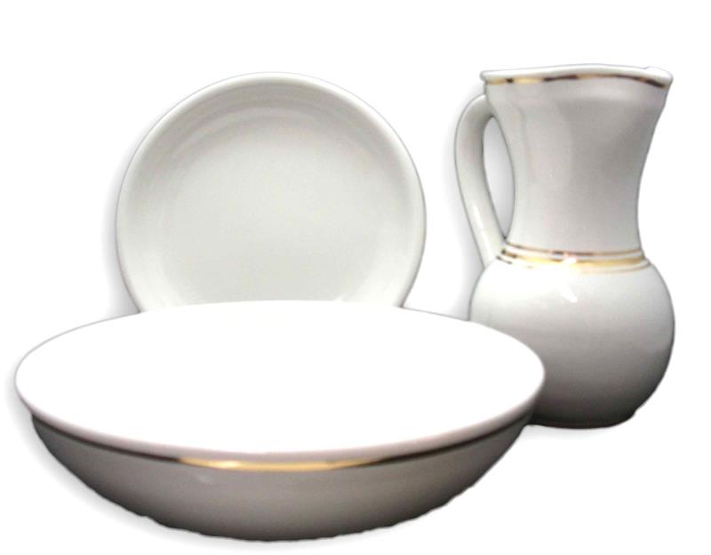 Brocca lavabo in ceramica con piatti | vendita online Semprini Arredi Sacri