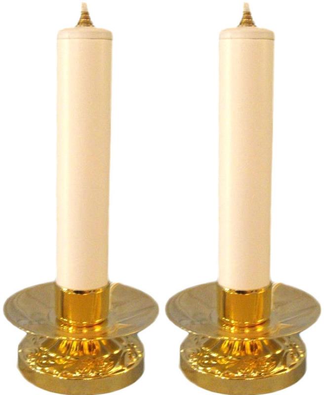 Coppia candelieri dorati con candele Candelieri | vendita online Semprini  Arredi Sacri