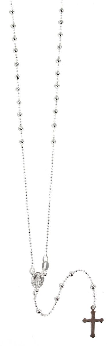 rosario in argento 925 con grani tondi da Ø 3 mm su catena a pallini