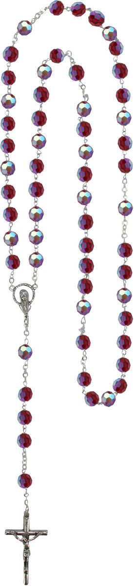 rosario cristallo sfaccettato con grani mm 6 color ametista legatura in argento 925 