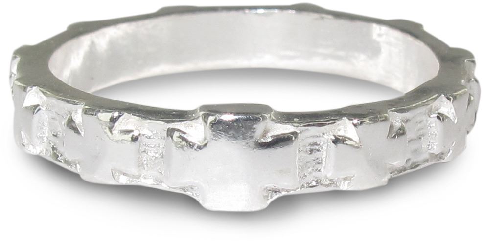 Rosario anello in argento 925 con 10 croci misura italiana n° 20 - diametro  interno mm 19 1 circa Anelli