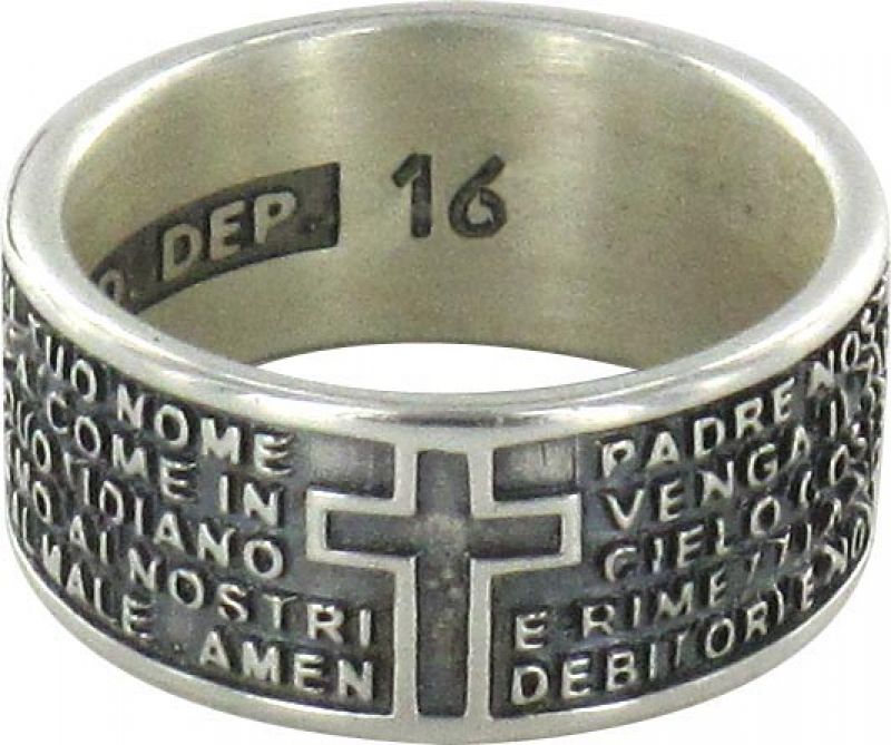 anello in argento 925 brunito con l'incisa preghiera padre nostro mm 17 5  Anelli