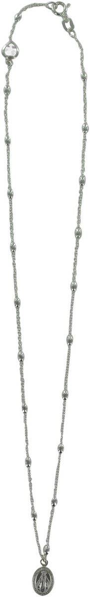 Collana con grani ovali e medaglietta madonna miracolosa cm 1 in argento  925 Ciondoli