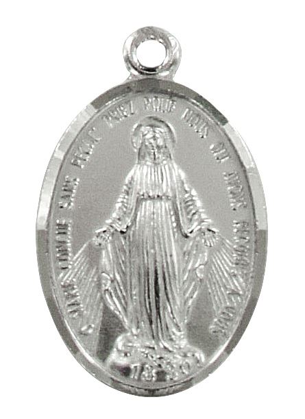 Medaglia madonna miracolosa in argento 925 altezza dell'ovale 1 cm  larghezza 8 mm Medaglie