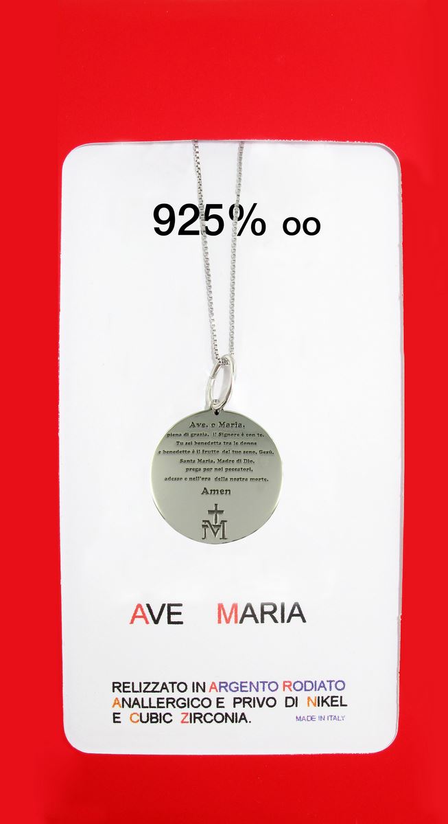 Stock collana in argento 925 con medaglia preghiera ave maria cm 1 8  Ciondoli