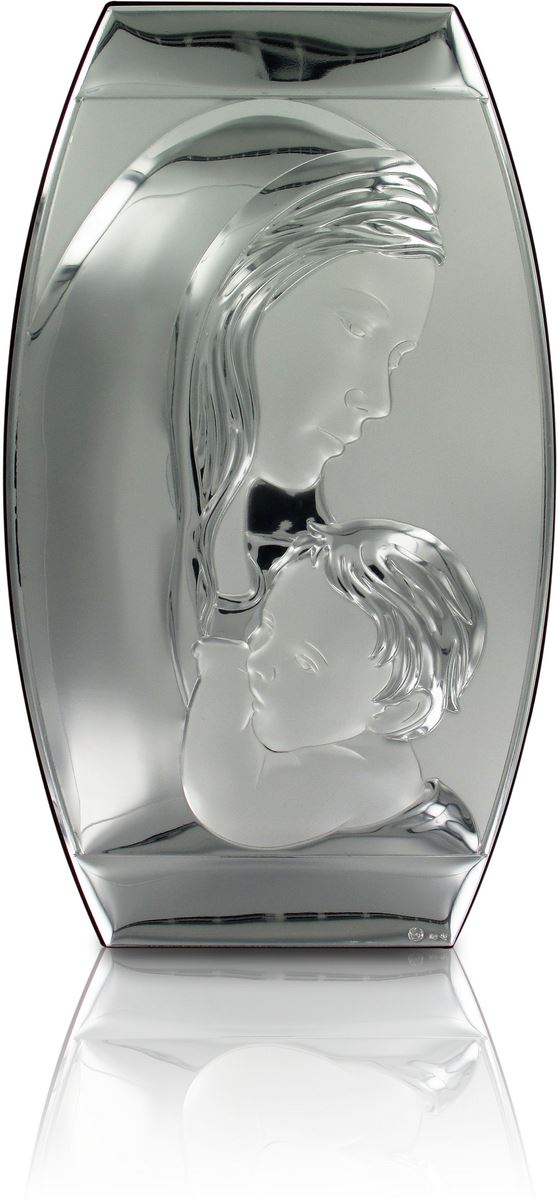 quadro madonna col bambino con lastra in argento 925 - 7 x 12 cm 