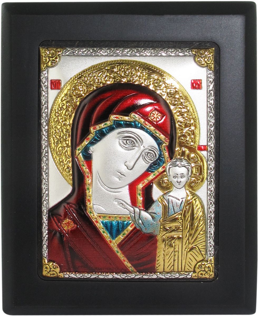 quadro madonna di kazan con lastra in argento 925 e smalto colorato - 8 x 6 cm