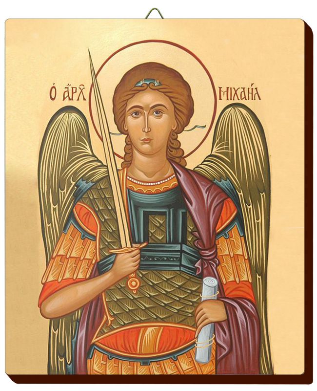 icona arcangelo michele dipinta a mano su legno con fondo oro cm 16x19