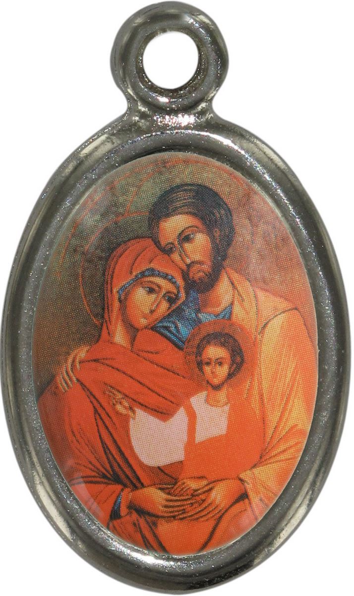 medaglia santa famiglia icona in metallo nichelato e resina - 1,5 cm