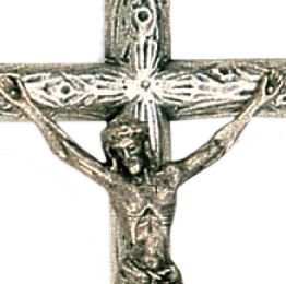 croce con cristo riportato in metallo ossidato - 5,5 cm
