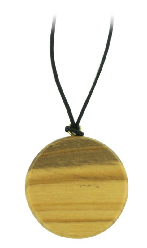 ciondolo madonna addolorata (castelpetroso)  in legno ulivo con immagine serigrafata - 3,5 cm