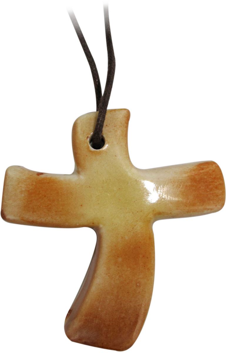 stock: croce in porcellana ondulata - 5,5 x 5 cm