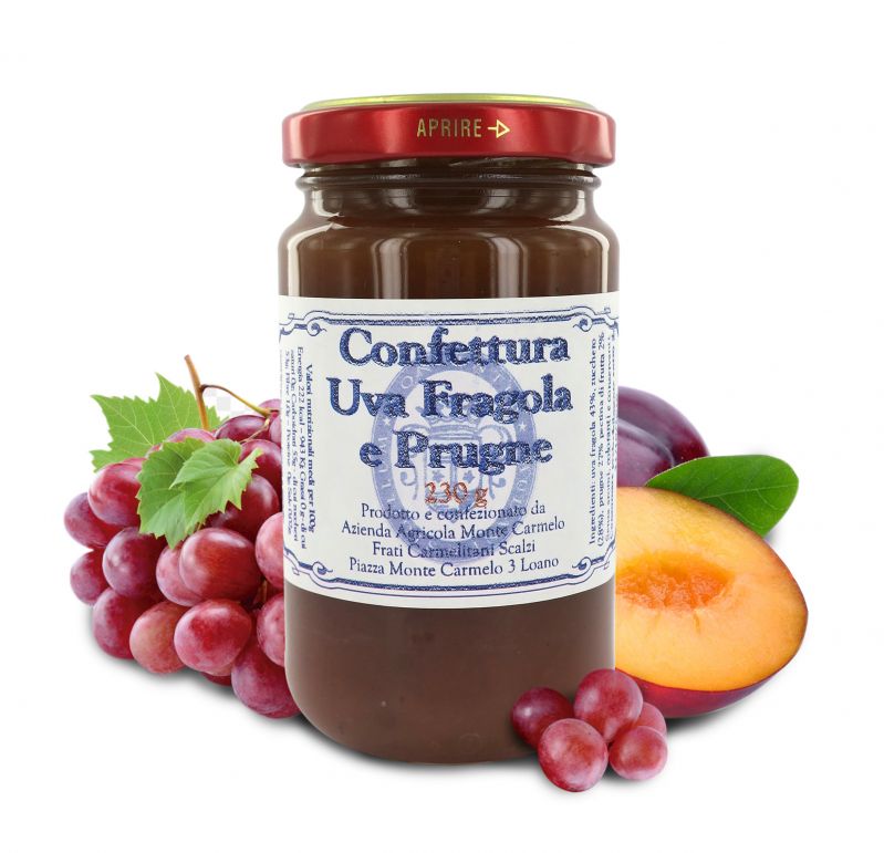 confettura di uva fragola e prugne dei frati carmelitani scalzi - vasetto 230g