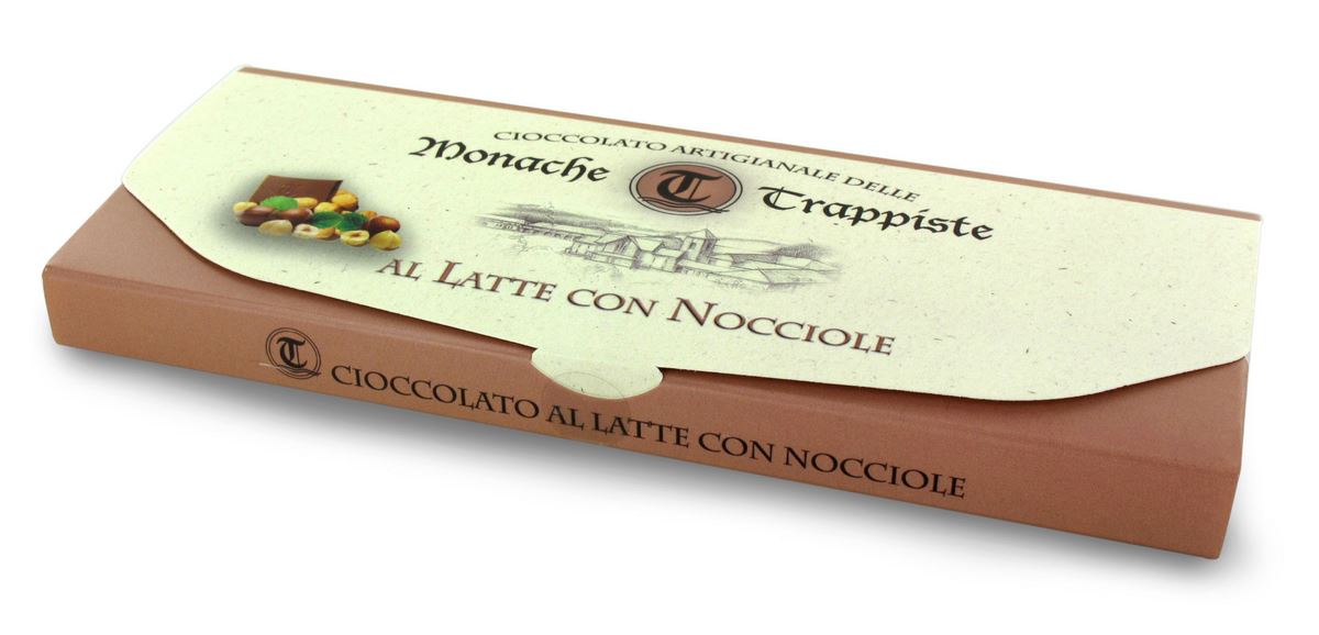 cioccolato artigianale al latte con nocciole intere 150 grammi - monache trappiste praga
