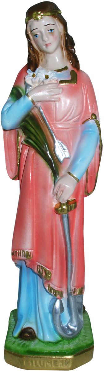 statua santa filomena in gesso madreperlato dipinta a mano - 20 cm