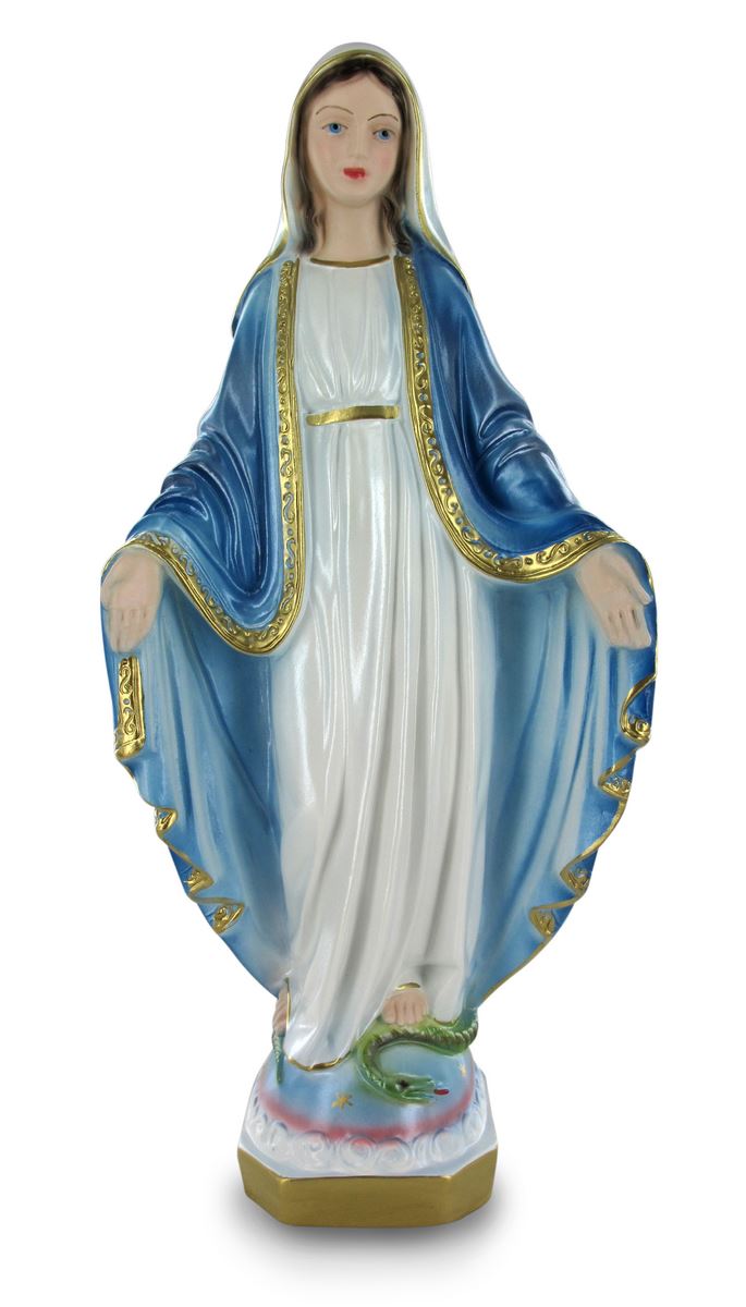 Statua madonna miracolosa in gesso madreperlato dipinta a mano - 20 cm  Statue