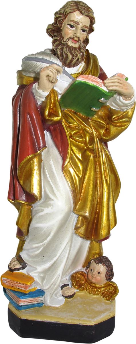 ferrari & arrighetti statua di san matteo da 12 cm in confezione regalo con segnalibro, statuetta personaggio religioso con scatola regalo decorativa, testi in francese