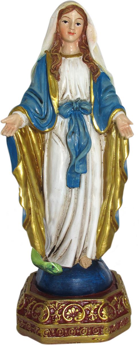 statua della madonna miracolosa da 12 cm in confezione regalo con segnalibro in versione inglese